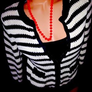 LOFT Striped Zip up Sweater